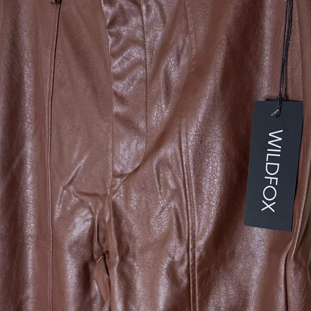 Wildfox Vegan Leather Princess Seams Pants - Chocolate Fondant - Picture 7 of 9